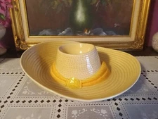 Large Vintage Metlox Pottery USA Ceramic Cowboy Hat Chip And Dip Server