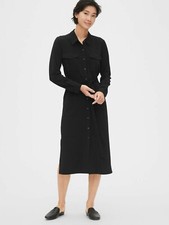 Gap Knit Midi Shirtdress, Size S True Black (51152)