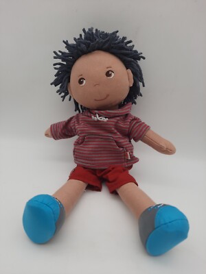 HABA William 12'' Soft Body Doll Black Hair Brown Eyes Dark Skin