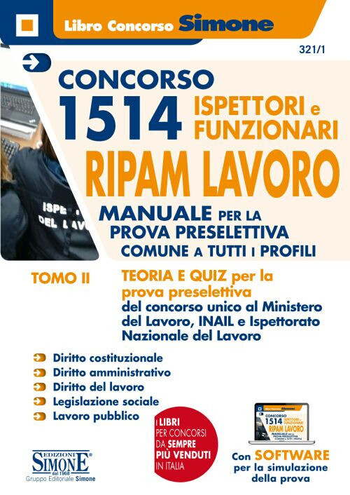 CONCORSO 1514 ISPETTORI E FUNZIONARI RIPAM LAVORO MINISTERO DEL LAVORO AA.VV.