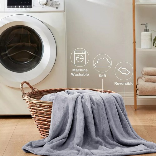 Super Soft Fleece Blanket Sofa Bed Throw Large Faux Fur Reversible Travel Throw - Picture 25 of 90