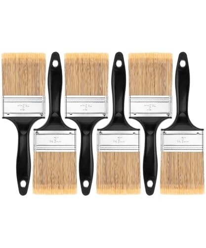 6 Pack 3 in Paint Brush Set for Walls, Furniture Paint Flat Brushes, Ergonomic