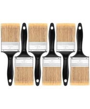 6 Pack 3 in Paint Brush Set for Walls, Furniture Paint Flat Brushes, Ergonomic