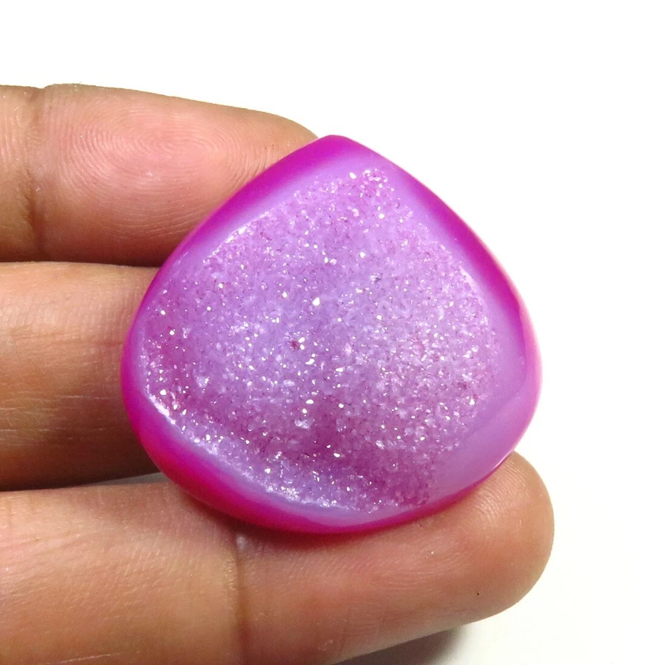 Geoda druzy de ónix rosa ágata corazón cabinas 30x30 mm ventana natural gemas de ónix OD-1281 Foto 4 de 4