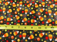 Fabric Candy corn on black/grey Halloween Fabric 3.6yd x 1.2yd new