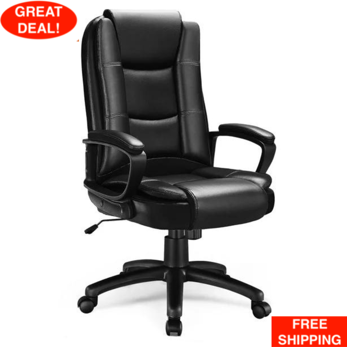 Heavy Duty Leather Office Rolling Computer Chair High Back