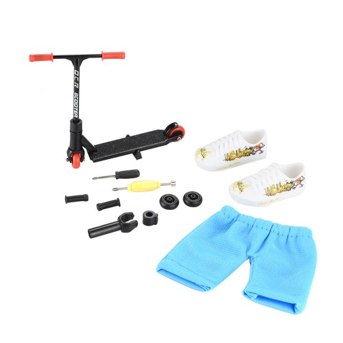 Kids Mini Black Finger Scooter Set w/ Pants Shoes Wheel Interactive Toy n - Picture 5 of 19