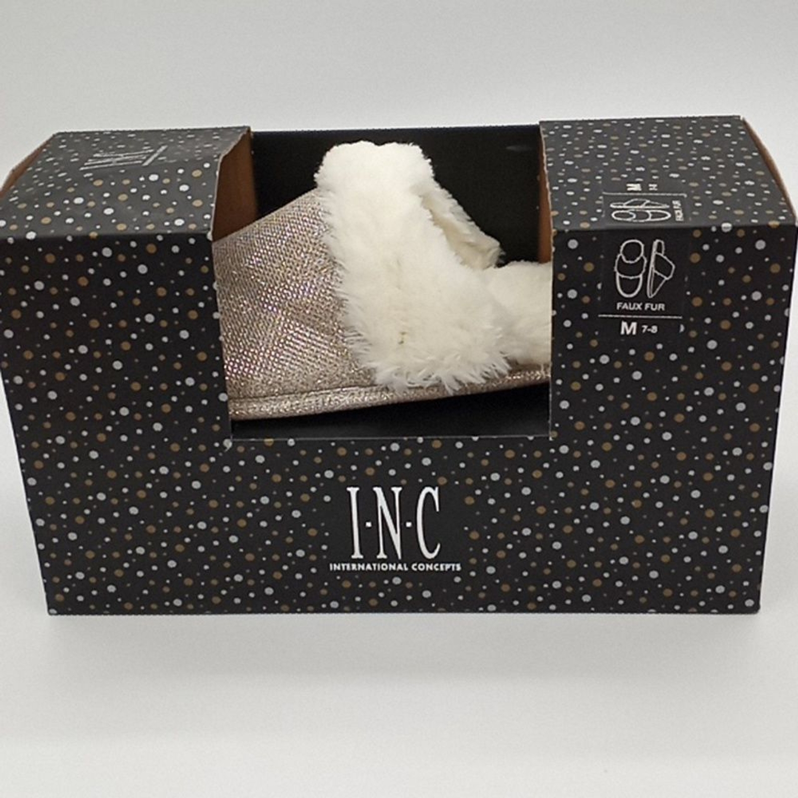 PANTOFOLA D’ORO Pantofole INC International Concepts donna medie 7 8 graffi metallici zoccolo oro