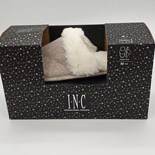 INC International Concepts Slippers Womens Medium 7-8 Metallic Scuff Clog Gold