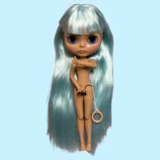 Gorgeous DBS Factory Blythe jointed doll tan skin long Turquoise blue/green hair