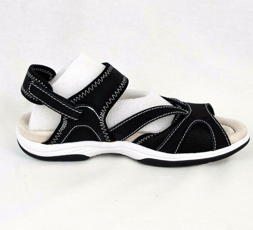 Sandalen schwarz Leder verstellbarer Riemen Schaumstoff-Innensohle Größe US 7 Easy Street Santana - Bild 3 von 12