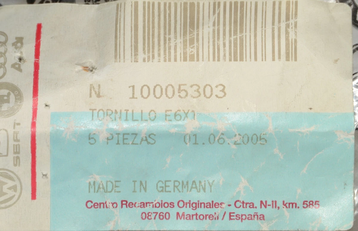 Genuine Audi Seat Skoda Volkswagen Hexagon Head Bolt M6X12-S1-N 