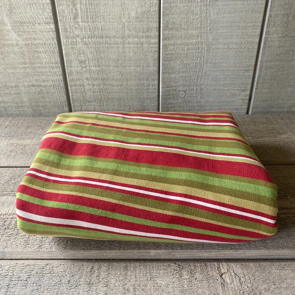 Crate & Barrel Joule Tablecloth Red & Green Stripe Christmas Holiday 90” X 60” - Image 2 of 4