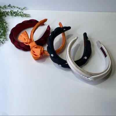 Set of 4 Vintage Headbands Revlon Bow Braid Polka Dot Black  display picture 2