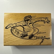 Rare 90’s Snowboarder, Snowboarding, Winter Sports Mounted Rubber Stamp