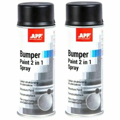 Strukturlack Bumper Paint Fein  2:1 2x 400ml Schwarz Stoßstangen Kunststoff APP