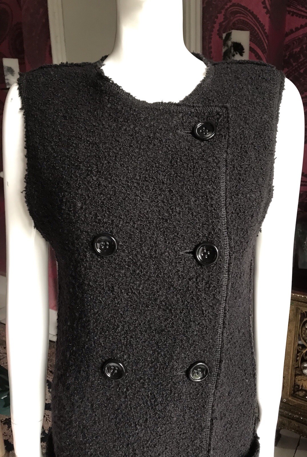 ZARA WOMAN STUDIO BLACK WOOL BOUCLE WAISTCOAT WIT… - image 4