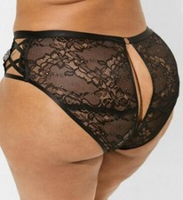Torrid Naughty Black Deep Slit-Back Lace Hipster Panty Plus Size 3X, 22/24