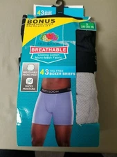New Mens Fruit Of The Loom 4 Pack Micro-Mesh Boxer Briefs.