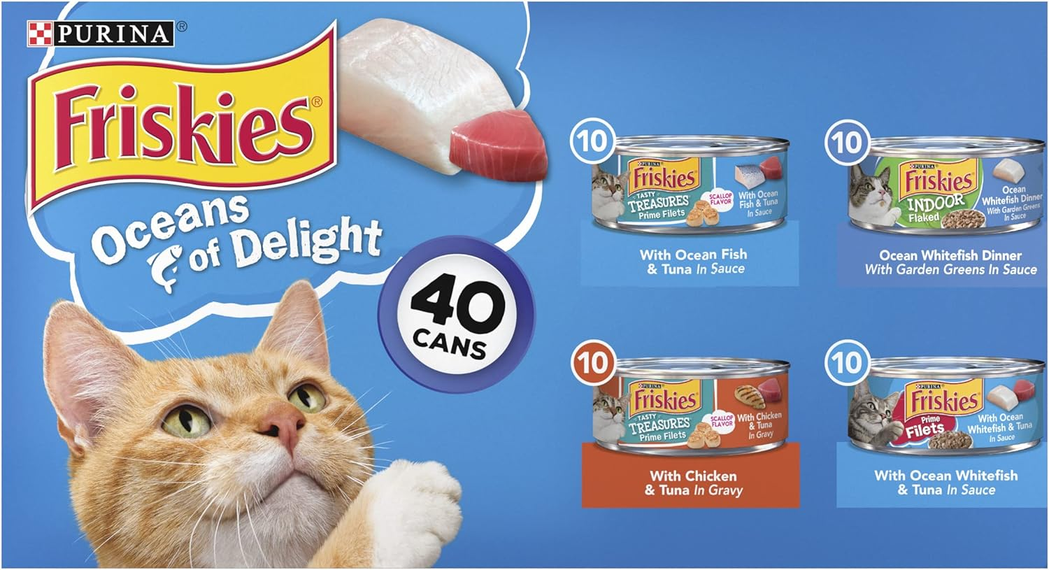 Purina  Wet Cat Food Variety Pack, Oceans of Delight Flaked & Prime Filets - 5.5