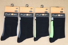 2 pair Funkier Arezzo cycling Socks Black/Flo Ylw, Black/Gray 10-13 and 6-9