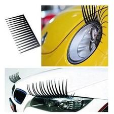 2pcs Black Car Headlight Eyelashes Front Light Lashes Trim Decor W 3m Tape