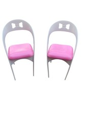 Lote 2 Barbie "Glam" Comedor Rosa Blanco Repuesto Silla Sillas Arcos