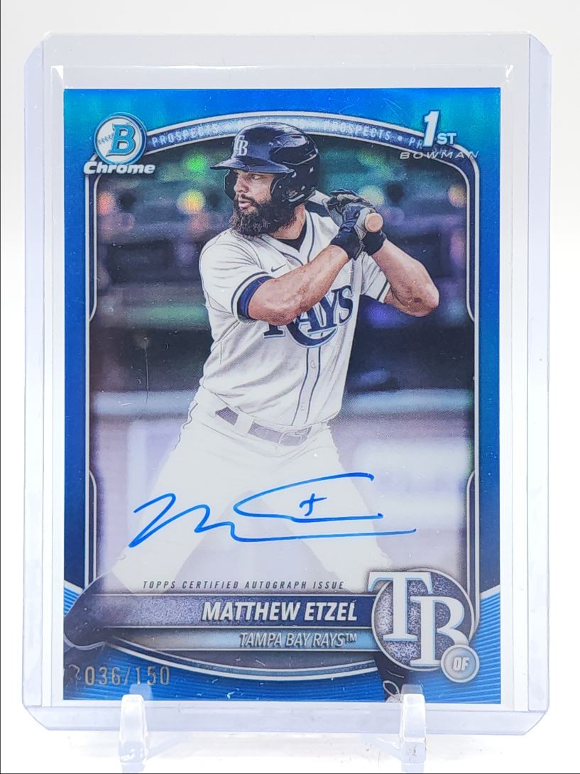 MATTHEW ETZEL 2025 BOWMAN CHROME 1ST BLUE REFRACTOR RAYS AUTO /150 Q4920