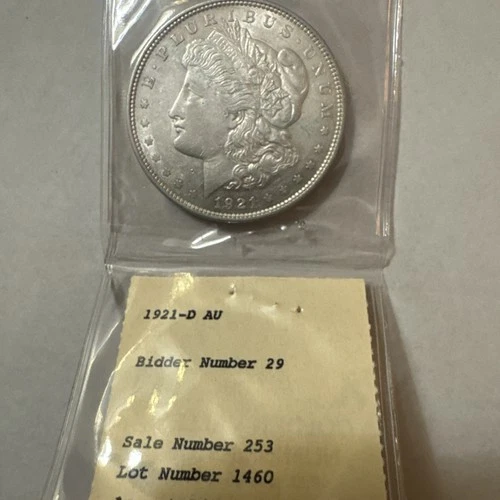 1921-D AU Morgan Silver Dollar -  Comes In Capsule To Preserve 100 More Years