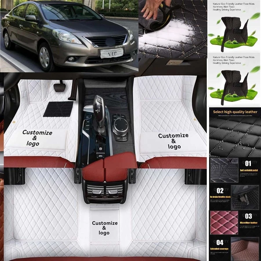 For Nissan Versa Car Floor Mats PU Leather Auto Pads Interior Accessories Foto 2 de 4