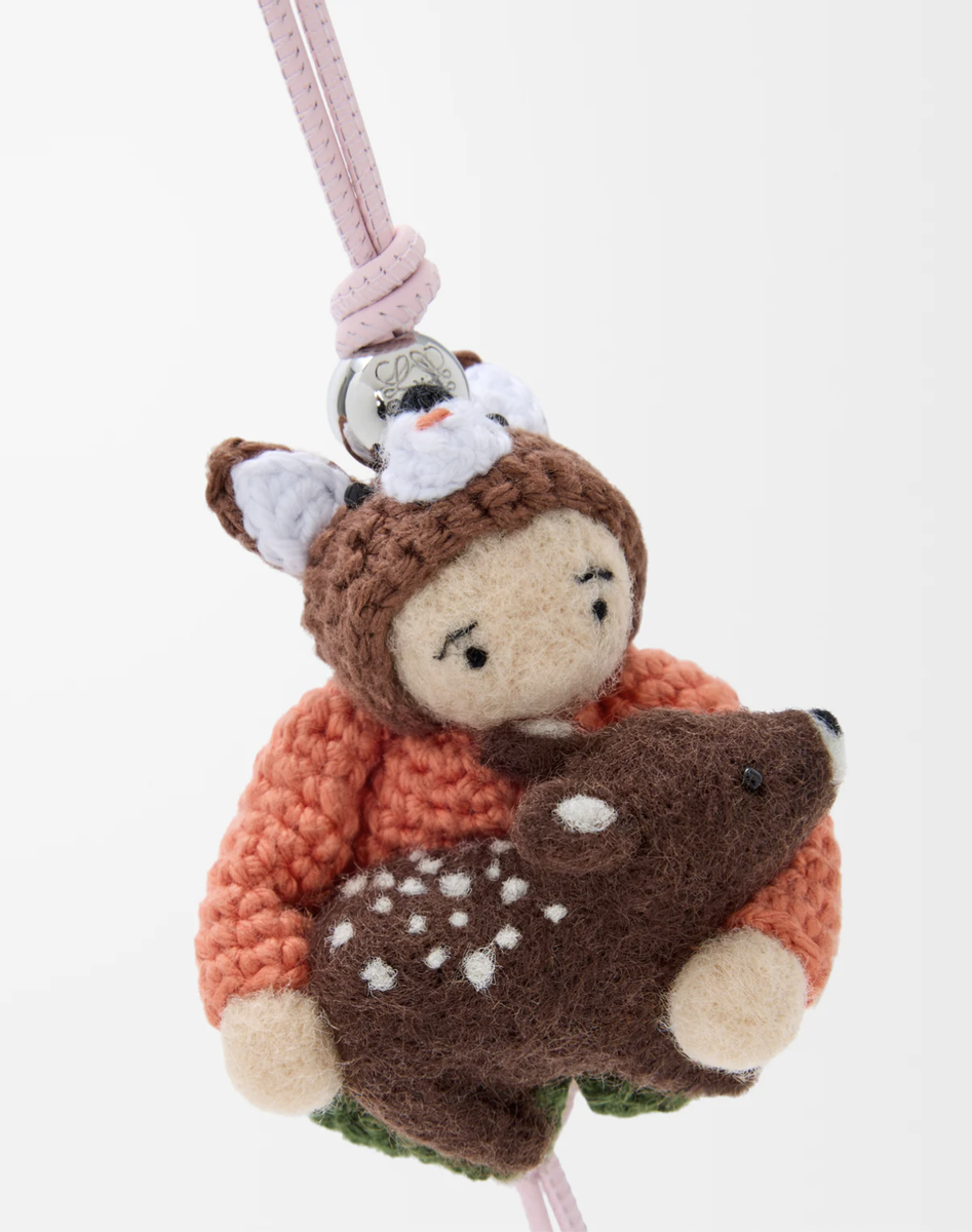 Loewe x Suna Fujita Deer and Child Bag Charm Felt & Calf Japan