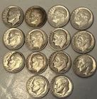 14 Silver Roosevelt Assorted VF - UNC Dimes 90 %-  1 Oz Silver. #12