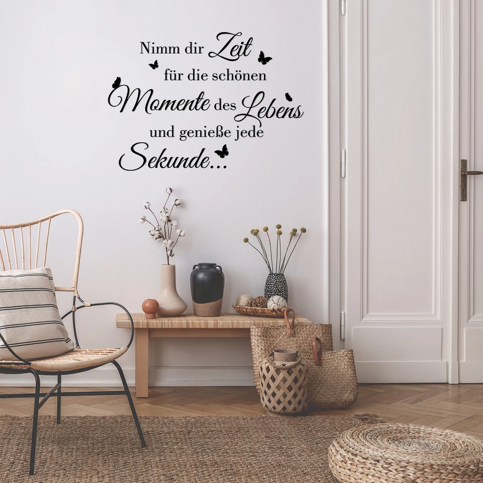 Wandtattoo Zitat Spruch: Zeit Küche Wohnzimmer Deko Aufkleber YX007 Schwarz - Bild 2 von 4