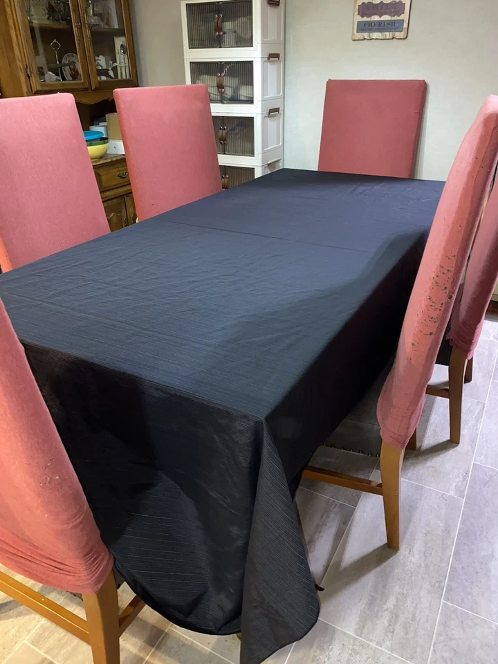 Heavy Black 116” x 116” Polyester Fabric Tablecloth, Craft, Or Backdrop Material - Image 3 of 4
