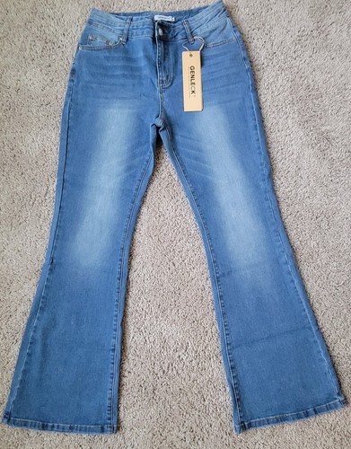 Genleck Women's High-Waisted Wide-Leg Jeans Blue, Size 8 - Picture 1 of 4