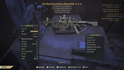 Fallout 76 PS4/PS5 Two Shot Enclave Plasma Rifle + Ammo