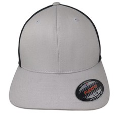 Port Authority Baseball Cap Gray Black M Mesh Flexfit Fitted Structured Hat