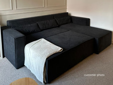 Black Fabric Corner L shaped Sofa Bed with Storage Alexa | Customer Return