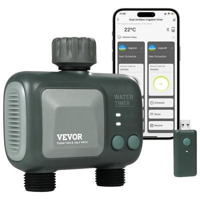 WiFi Sprinkler Timer 2 Outlets Smart Hose Faucet Water Timer Brass Inlet A