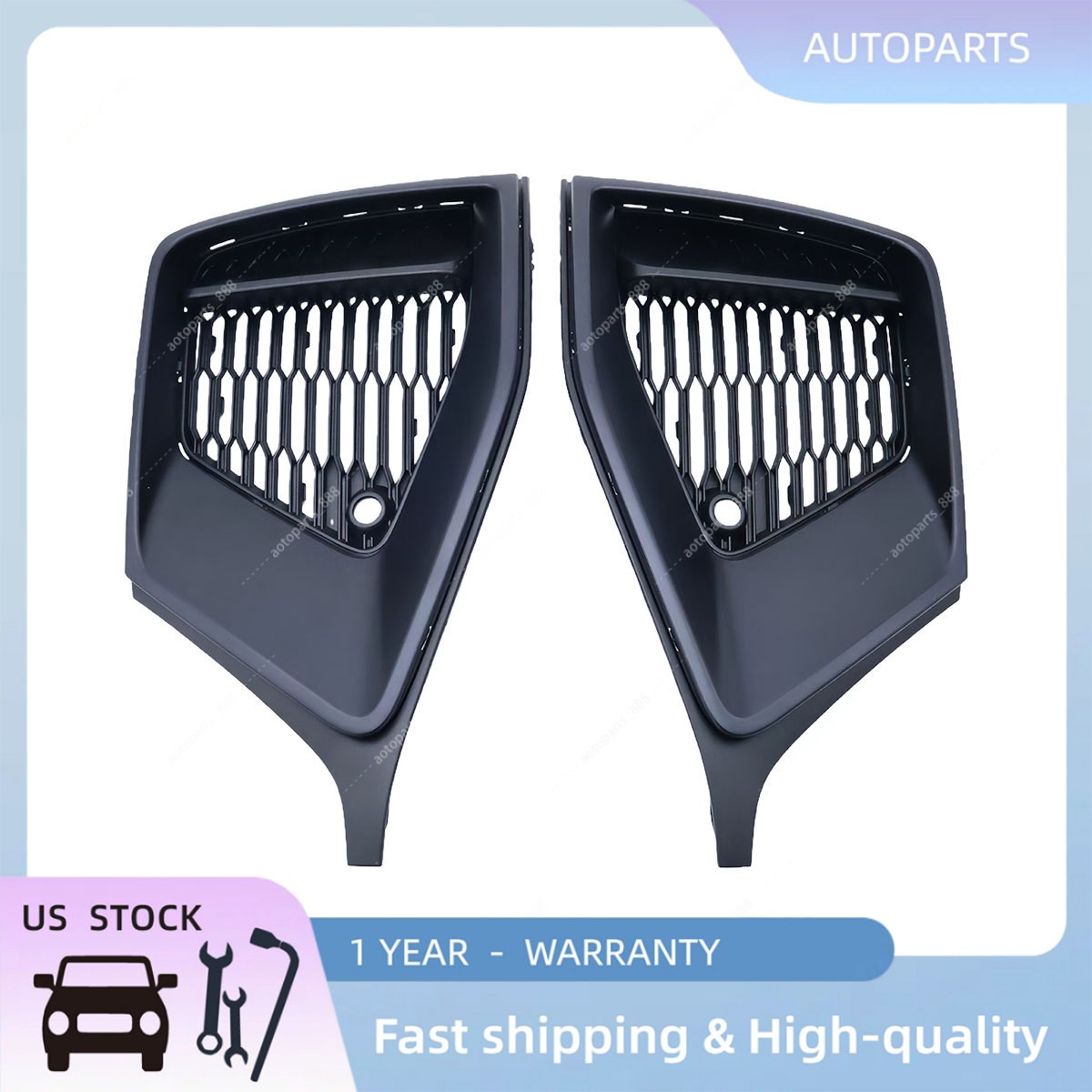 Front Bumper Cover Grille Surround Insert Driver Passenger For 2019-2023 Audi Q8