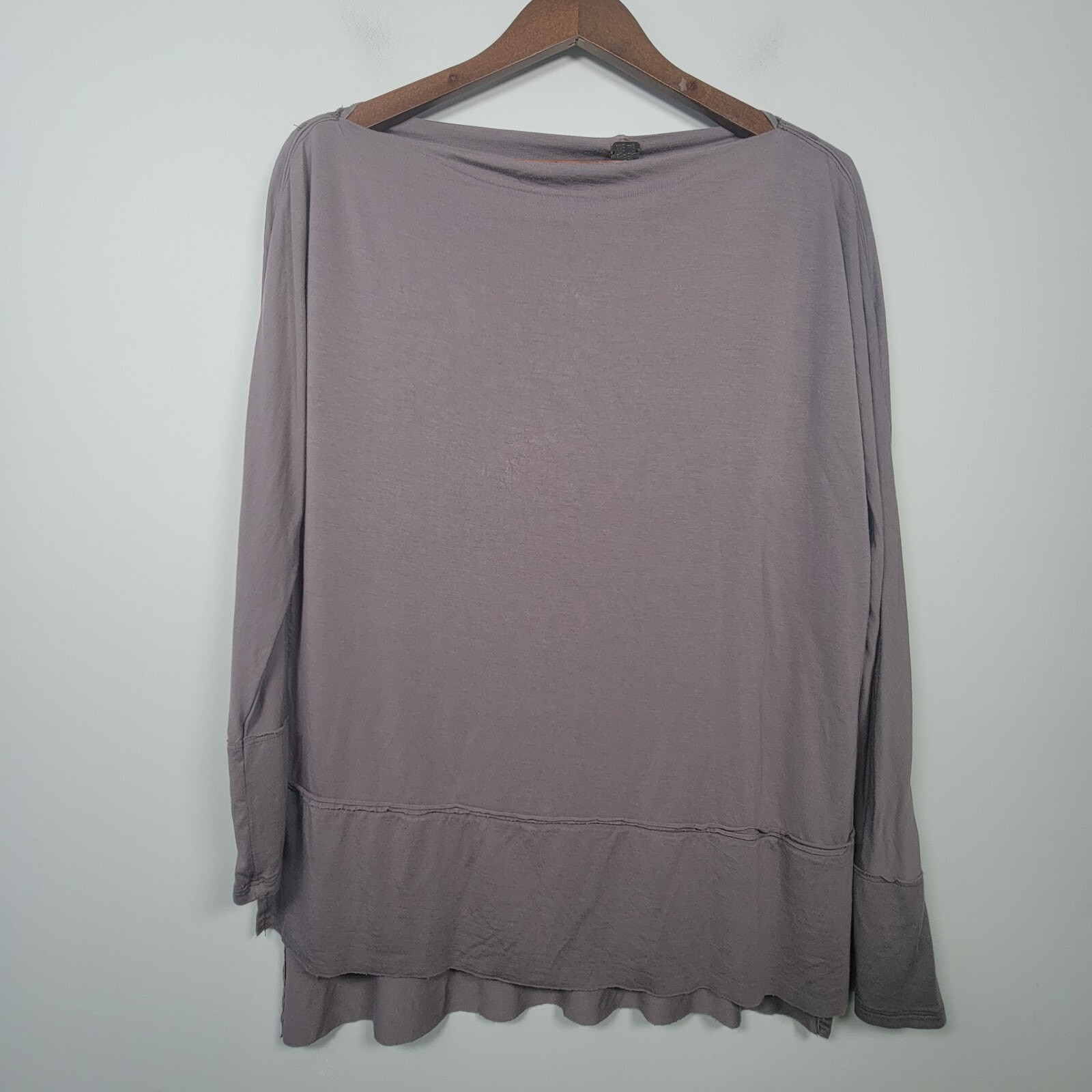 We The Free Luna Tunic Womens S Top Long Sleeve Raw Hem Slit Side Brown