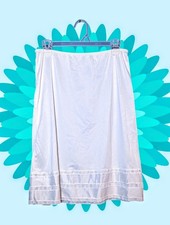 SEARS The Doesn't Slip White Lace Trim NYLON Half Slip Skirt Women's Medium VTG