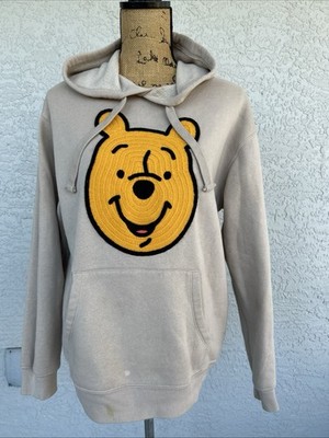 Disney Winnie The Pooh Crochet Graphic Hoodie Sweatshirt Size Medium Tan