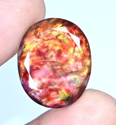28.95Ct Natural Opal Like Ammolite Organic Doublet Certified Oval Loose Gemstone