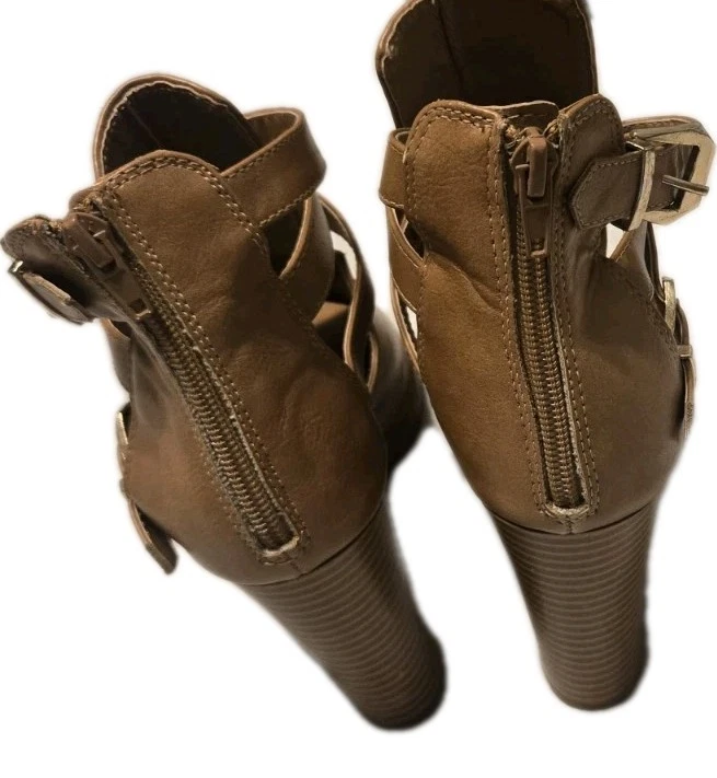 Charlotte Russ Open Toe Tan Ankle Booties Size 10 - Image 4 of 4