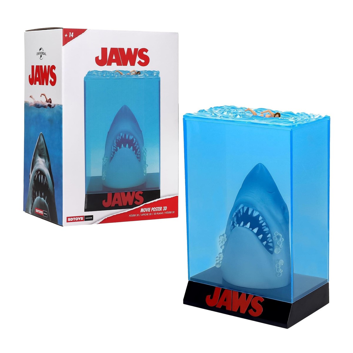 Jaws 50th Anniversary Light-Up 3D Movie Poster Statue | 12 Inches