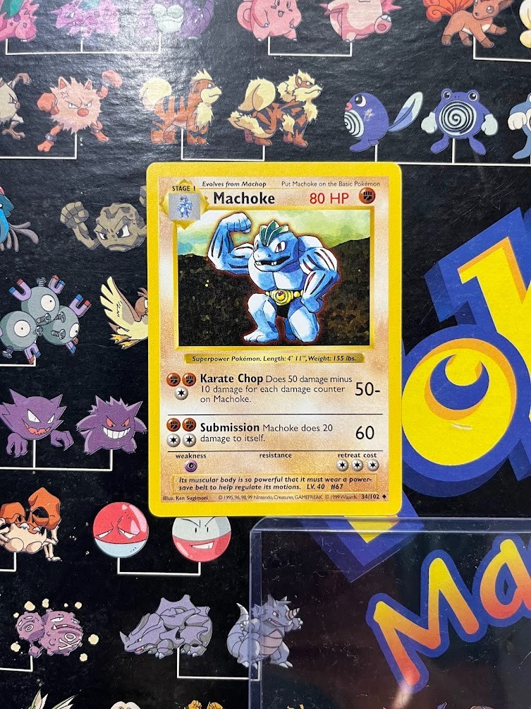 Machoke - Shadowless - 34/102 Base Set - Pokémon TCG - 1999 - NM