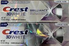 2 Crest 3D White Brilliance Toothpastes, Vibrant Peppermint, 4.6 Oz Exp 02/2028