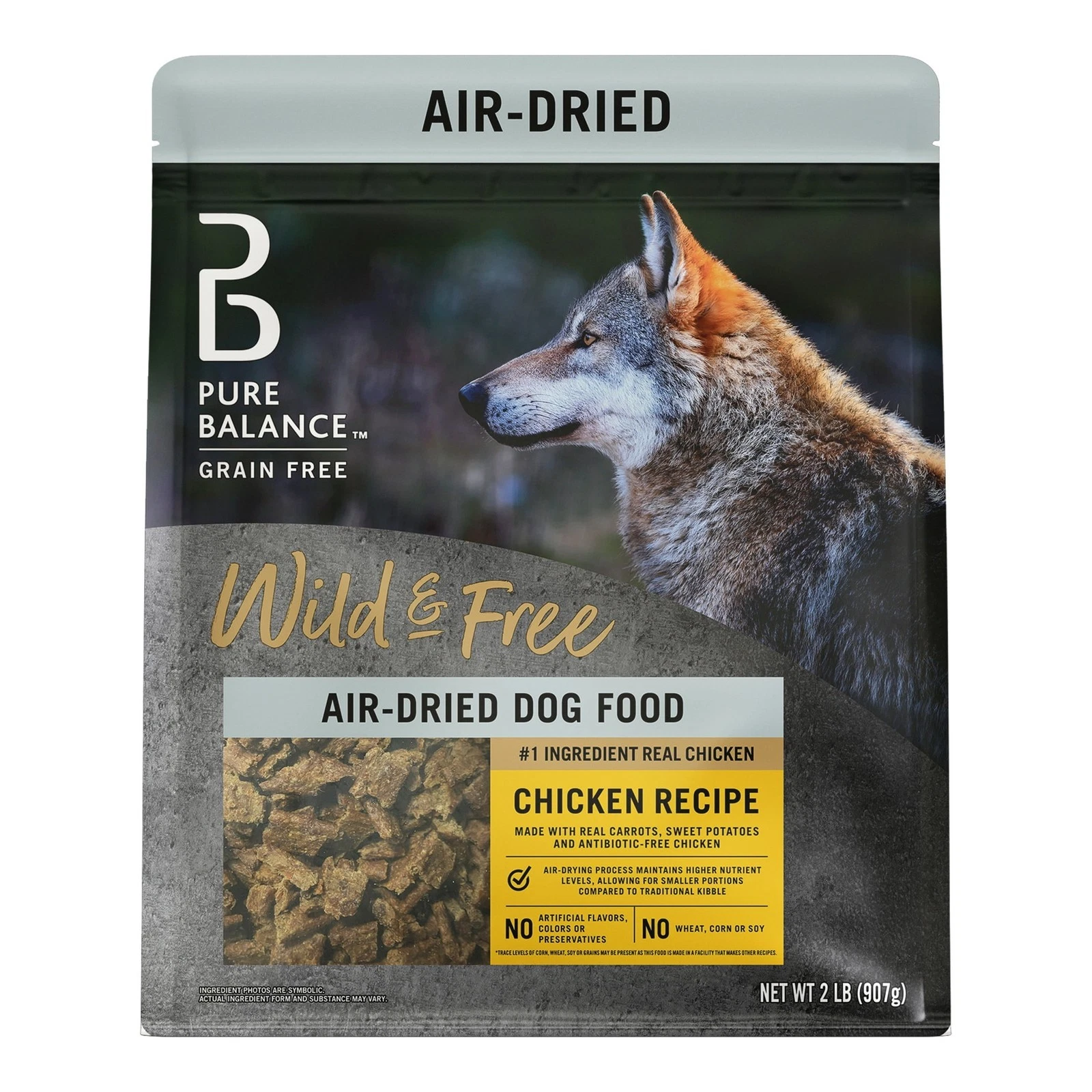 Wild & Free Air Dried Dog Food Chicken Recipe 2 lbs Grain Wheat Corn & Soy Free