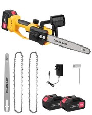 12 Inch Electric Chain Saw Cordless Brushless Wood Cutting Machine w/ 2x Battery